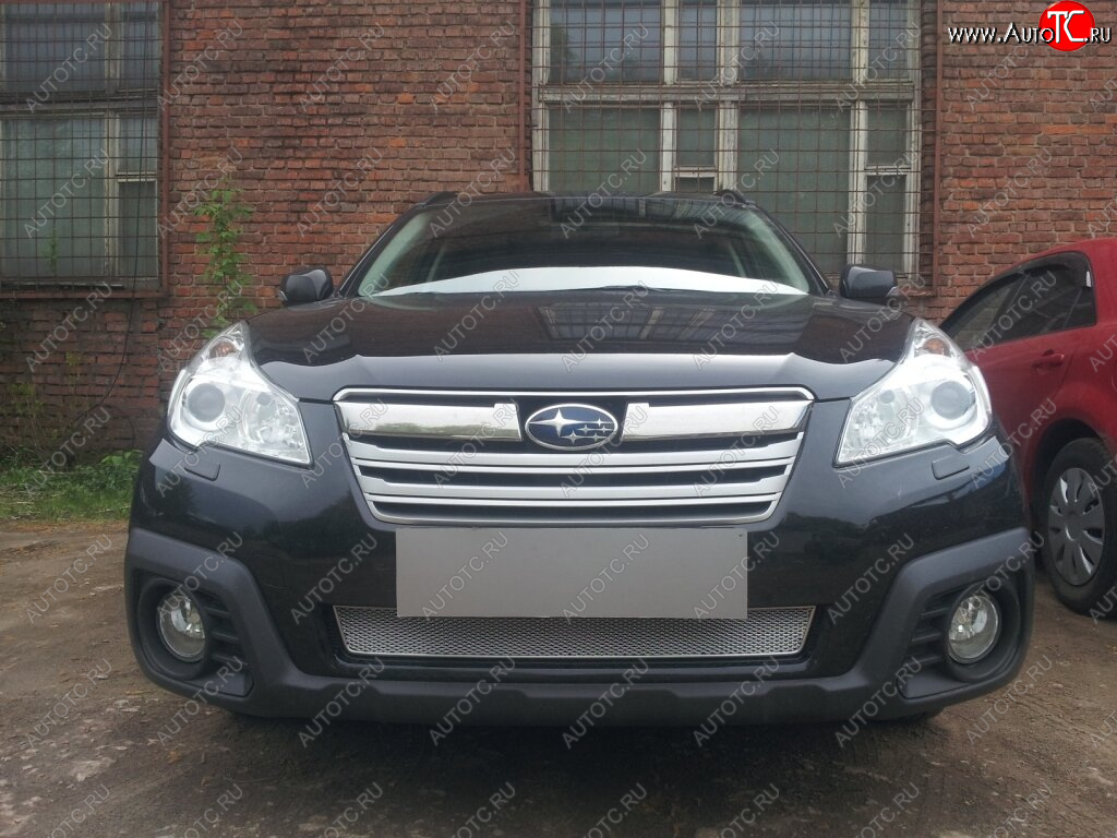 4 299 р. Защитная сетка в бампер (низ, ячейка 4х10 мм) Стрелка11 Премиум  Subaru Outback  BR, (2012-2015) B14)  рестайлинг универсал (Хром)  с доставкой в г. Кемерово