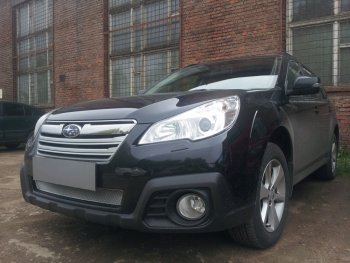 4 299 р. Защитная сетка в бампер (низ, ячейка 4х10 мм) Стрелка11 Премиум  Subaru Outback  BR, (2012-2015) B14)  рестайлинг универсал (Хром)  с доставкой в г. Кемерово. Увеличить фотографию 2