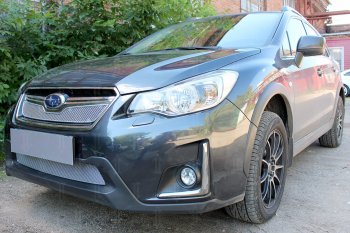 4 299 р. Защитная сетка в бампер (низ, ячейка 4х10 мм) Стрелка11 Премиум  Subaru XV  GP/G33 (2016-2017) рестайлинг (Хром)  с доставкой в г. Кемерово. Увеличить фотографию 1