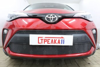 5 499 р. Защитная сетка в бампер (низ, ячейка 4х10 мм) Стрелка11 Премиум Toyota C-HR NGX10, ZGX10 рестайлинг (2019-2025) (Чёрная)  с доставкой в г. Кемерово. Увеличить фотографию 2