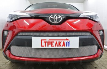 5 599 р. Защитная сетка в бампер (низ, ячейка 4х10 мм) Стрелка11 Премиум  Toyota C-HR  NGX10, ZGX10 (2019-2025) рестайлинг (Хром)  с доставкой в г. Кемерово. Увеличить фотографию 2