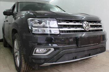 4 499 р. Защитная сетка в бампер (низ, ячейка 4х10 мм) Стрелка11 Премиум  Volkswagen Teramont  CA1 (2016-2020) дорестайлинг (Чёрная)  с доставкой в г. Кемерово. Увеличить фотографию 3