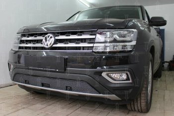 4 499 р. Защитная сетка в бампер (низ, ячейка 4х10 мм) Стрелка11 Премиум  Volkswagen Teramont  CA1 (2016-2020) дорестайлинг (Чёрная)  с доставкой в г. Кемерово. Увеличить фотографию 4