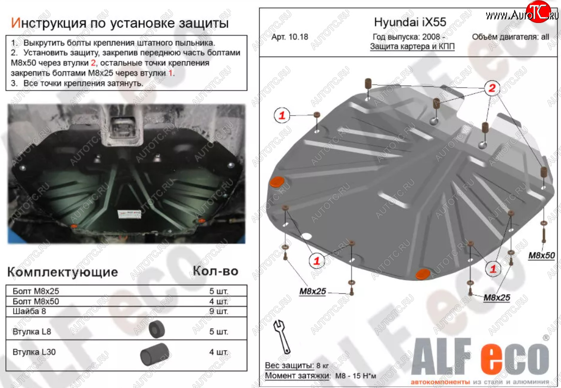4 399 р. Защита картера двигателя и КПП (V-2,2 CRDI) Alfeco Hyundai Santa Fe CM рестайлинг (2009-2012) (Сталь 2 мм)  с доставкой в г. Кемерово