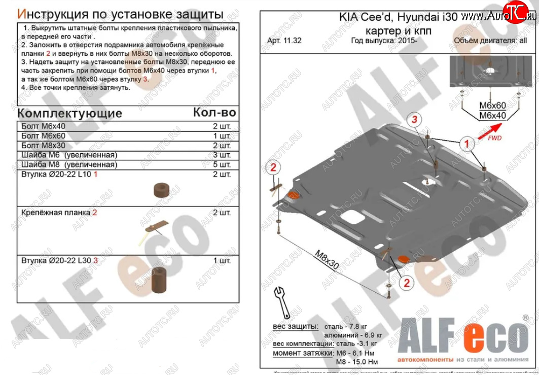 11 399 р. Защита картера двигателя и КПП Alfeco  KIA Cerato  4 BD (2018-2025) дорестайлинг седан, дорестайлинг, хэтчбэк, рестайлинг седан (Алюминий 3 мм)  с доставкой в г. Кемерово