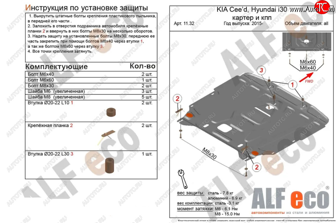11 399 р. Защита картера двигателя и КПП Alfeco  KIA Cerato  3 YD (2016-2019) рестайлинг седан (Алюминий 3 мм)  с доставкой в г. Кемерово