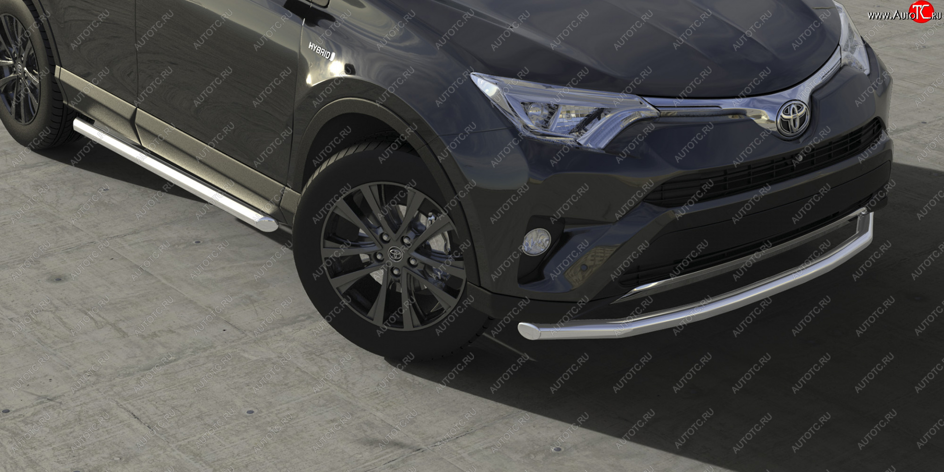 4 649 р. Защита переднего бампера d57 Arbori нерж. сталь для TOYOTA RAV4 2015-2018  Тойота Рав 4 Arbori afzdatr41502  с доставкой в г. Кемерово