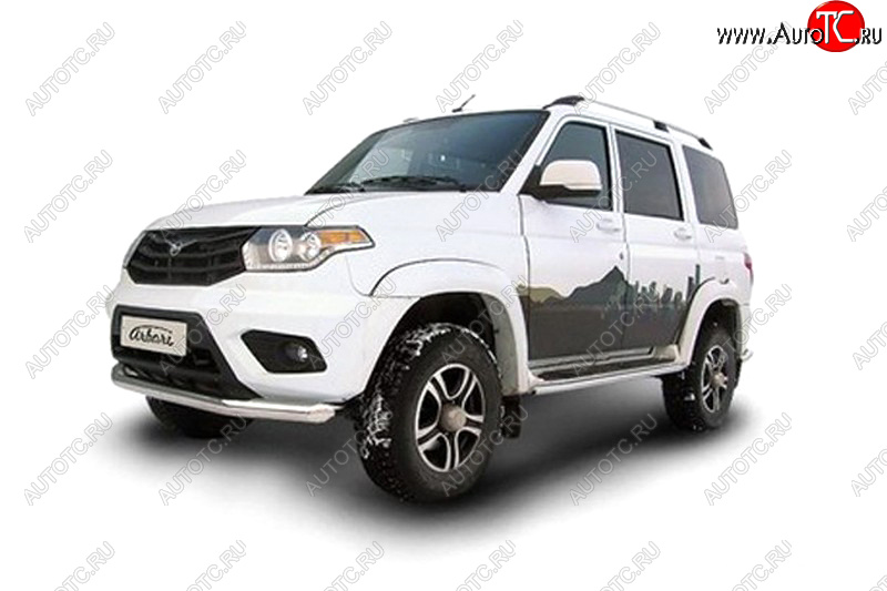 20 399 р. Защита переднего бампера d76 Arbori нерж. сталь для UAZ PATRIOT 2014-нв  Патриот Arbori afzdaup1402  с доставкой в г. Кемерово
