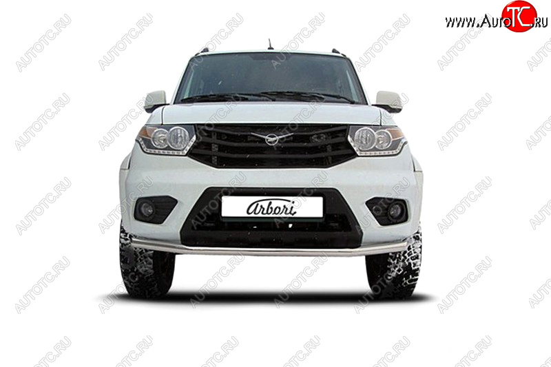 8 849 р. Защита переднего бампера d57 Arbori нерж. сталь для UAZ PATRIOT 2014-нв  Патриот Arbori afzdaup1404  с доставкой в г. Кемерово