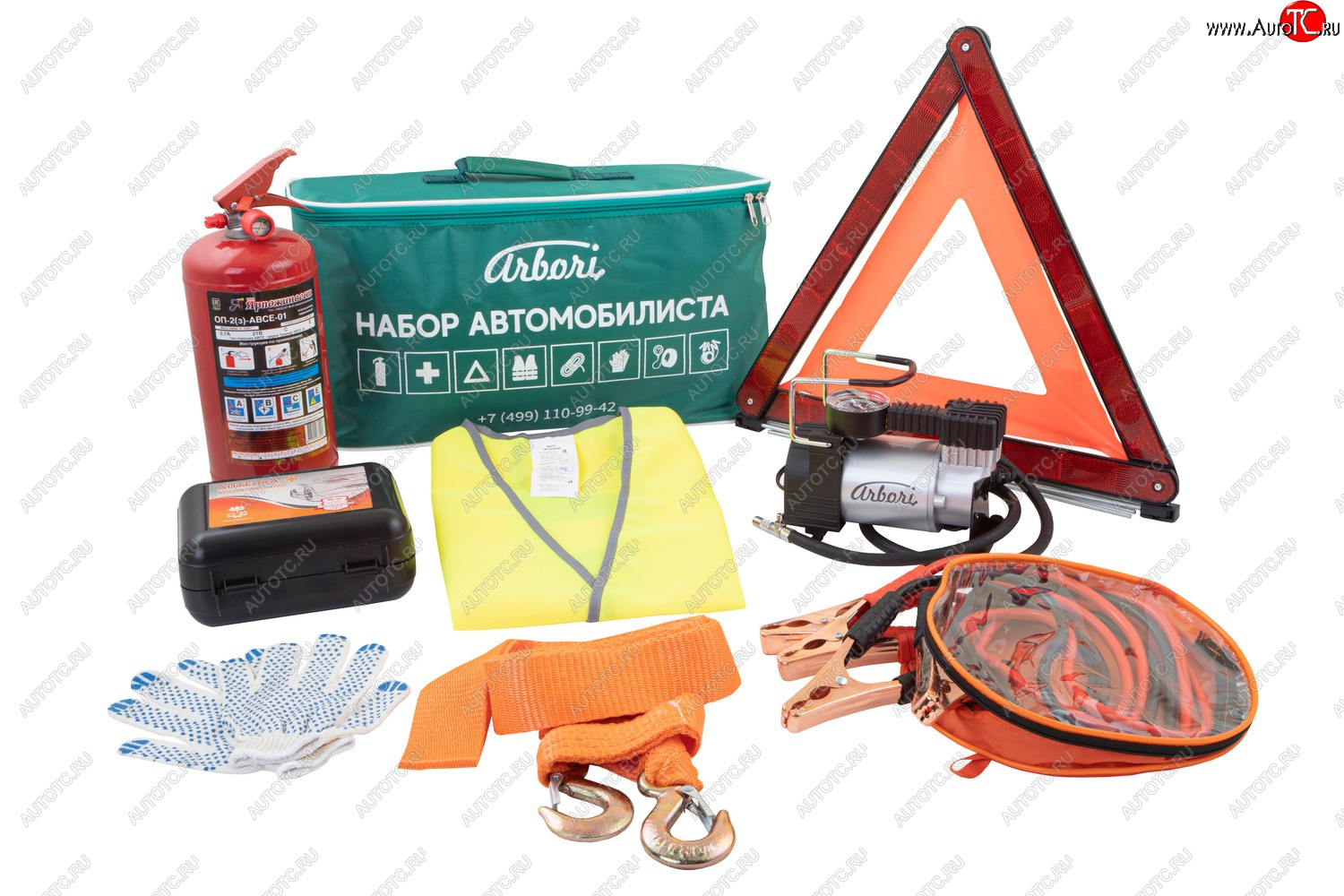 6 599 р. Автомобильный набор ARBORI Extra (Basic + трос 5 т, компрессор 35 л, провода) Arbori afek.extra.01  с доставкой в г. Кемерово
