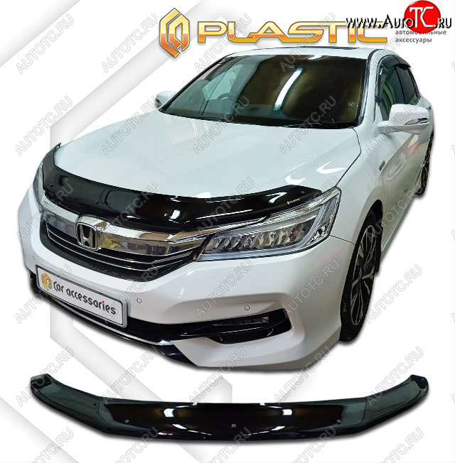 2 399 р. Дефлектор капота CA-Plastic  Honda Accord  9 CR (2016-2020) седан рестайлинг (classic черный, без надписи)  с доставкой в г. Кемерово