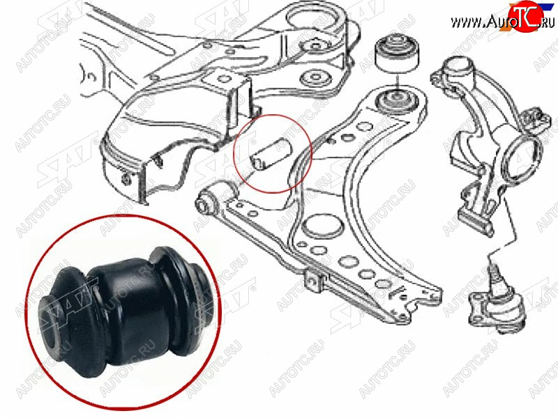 162 р. Сайлентблок рычага передний FR SAT Audi A3 8LA хэтчбэк 5 дв. рестайлинг (2000-2003)  с доставкой в г. Кемерово