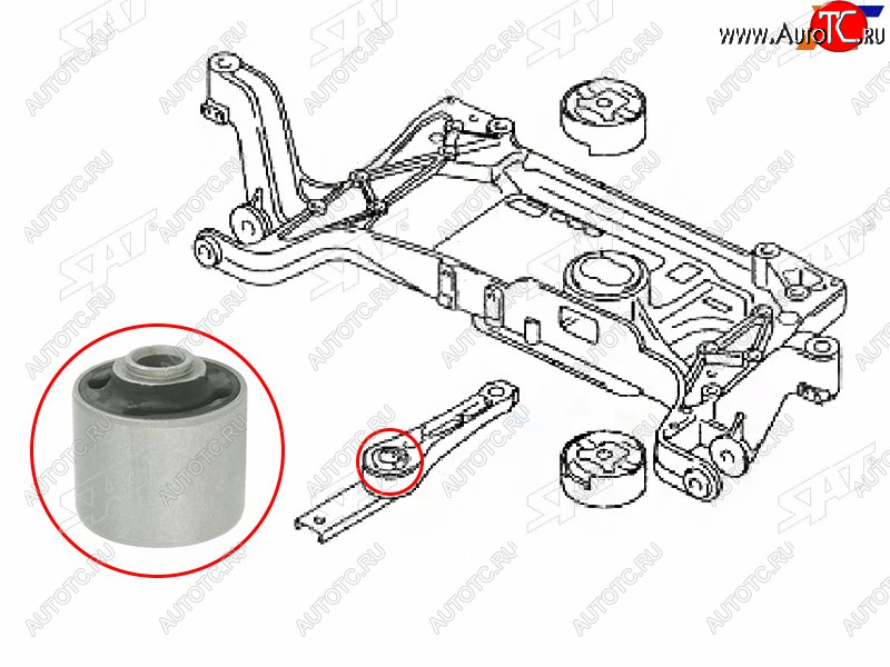 689 р. Сайлентблок Audi A3 03-13  Q3 11-19  Skoda Octavia 04-13  Volkswagen Golf 03-19  Jetta 05-19  P SAT ST-3C0199855JC  с доставкой в г. Кемерово