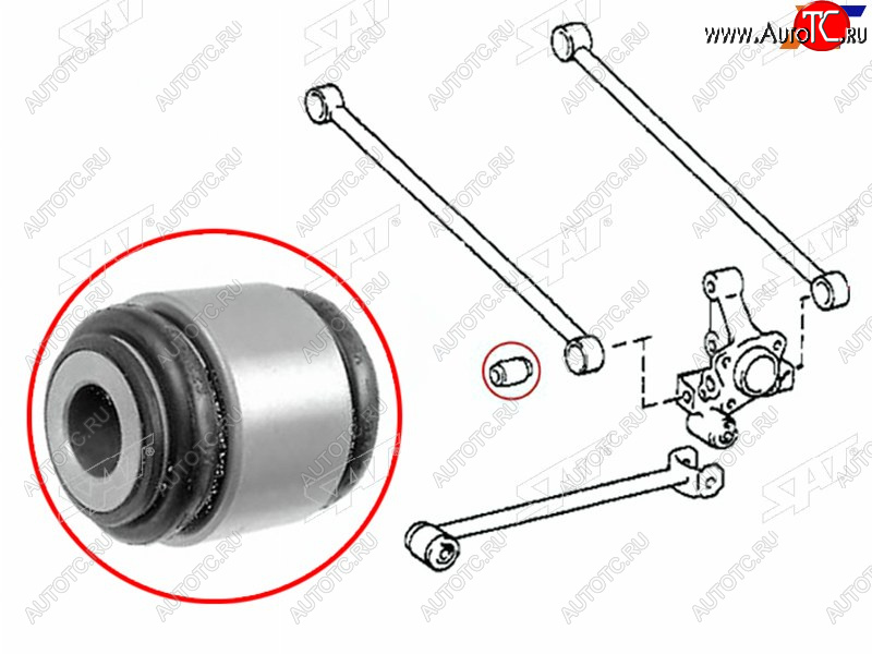 379 р. Сайлентблок Toyota Caldina (T190,T210) 92-02  Camry (XV20) 86-02  Vista 86-98  Camry 96-01 (Зад) SAT ST-42210-14010  с доставкой в г. Кемерово