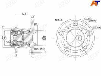 3 599 р. Ступичный узел задн.лев TOYOTA WINDOM MCV30CAMRY ACV40 SAT ST-42460-06010  с доставкой в г. Кемерово. Увеличить фотографию 1
