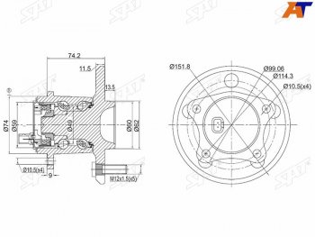 Ступичный узел задн.прав TOYOTA WINDOM MCV30CAMRY ACV40 SAT ST-42450-06040