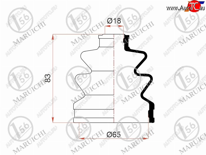 579 р. Пыльник шруса наружный SUBARU OUTBACK 03-09 B13SUZUKI SWIFT04-09 1.3L (2 хомута. резина) MARUICHI 08-414  с доставкой в г. Кемерово