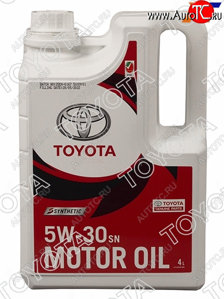 4 199 р. Масло моторное TOYOTA (пластиковая канистра) SN 5W-30 4Л (синтетика) TOYOTA 08880-83714, 0888083714 TOYOTA 08880-83714  с доставкой в г. Кемерово