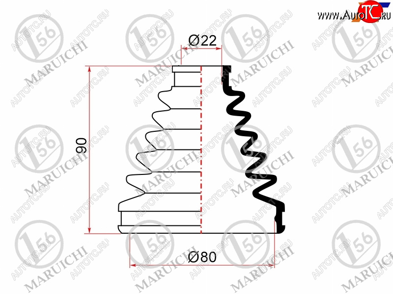 599 р. Пыльник ШРУСа наружный TOYOTA FIELDER 06-12PREMIOALLION ZRT26# 07-10 MARUICHI 02-173  с доставкой в г. Кемерово