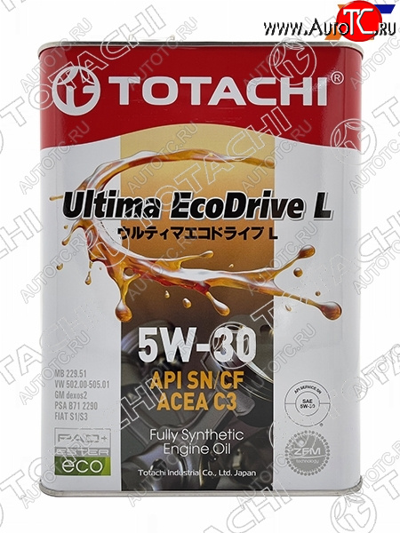 4 099 р. Масло моторное синтетическое TOTACHI Ultima Ecodrive L 5W-30 SNCF, C3 4л TOTACHI 12104  с доставкой в г. Кемерово