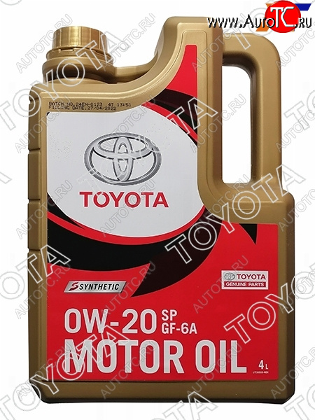 4 299 р. Масло моторное TOYOTA (пластиковая канистра) 0W-20 SPGF-6A 4Л (Синтетика) ОАЭ TOYOTA 08880-84355  с доставкой в г. Кемерово
