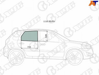 2 539 р. Стекло боковое опускное (Сзади Справа Цвет зеленый) Datsun mi-Do 14-21  on-DO 14-19  LADA Granta XYG 1118 RD/RH  с доставкой в г. Кемерово. Увеличить фотографию 1