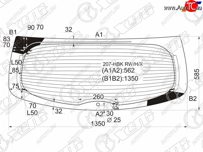 11 999 р. Стекло заднее с обогревом PEUGEOT 207 3/5D HBK 06-12 XYG 207-HBK RW/H/X, 207hbkrwhx XYG 207-HBK RW/H/X  с доставкой в г. Кемерово