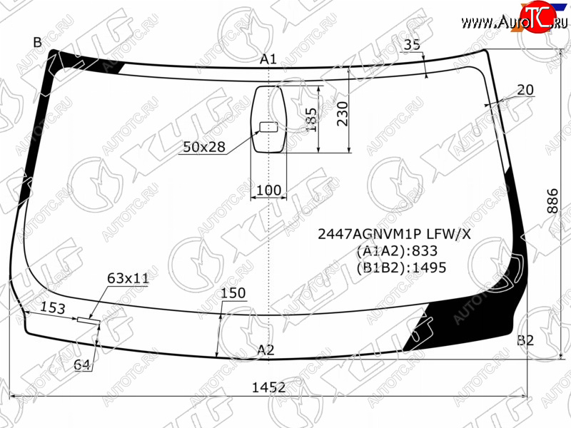 5 899 р. Стекло лобовое + дд BMW 3 SERIES E90/E91 4/5D 05-11 XYG 2447AGNVM1P LFW/X, 2447agnvm1plfwx XYG 2447AGNVM1P LFW/X  с доставкой в г. Кемерово