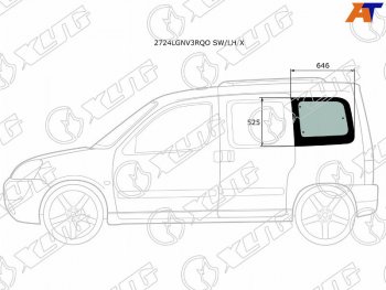 Стекло кузова боковое (не опускное) (Слева Цвет зеленый) Citroen Berlingo 96-12  Peugeot Partner 9 XYG 2724LGNV3RQO SW/LH/X