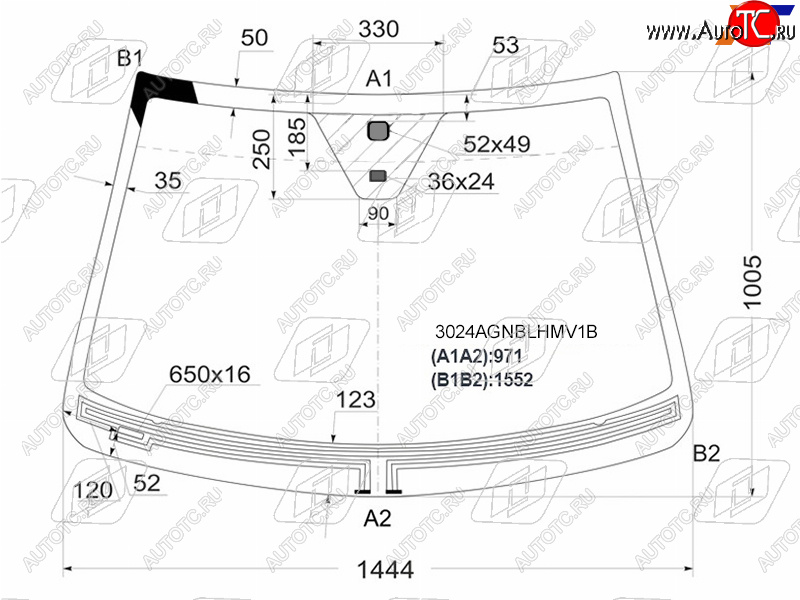 8 599 р. Стекло лобовое (Обогрев щеток Датчик дождя) Chevrolet Captiva 06-15  Opel Antara 06-15  Daewoo Wi FUYAO 3024AGNBLHMV1B  с доставкой в г. Кемерово