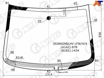 Стекло лобовое (Обогрев щеток) Chevrolet Spark 10-22  Daewoo Matiz 09-11  Ravon R2 16-20 XYG 3028AGNBLHV LFW/H/X