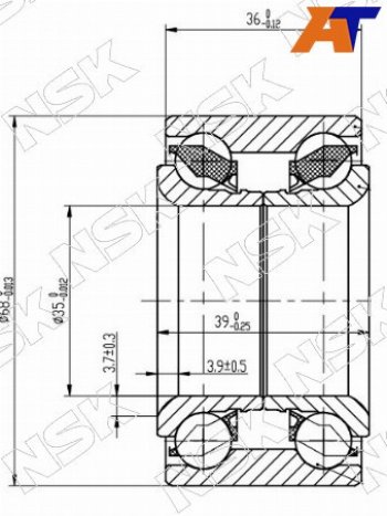 2 399 р. Подшипник передней ступицы NISSAN MARCHMICRACUBE 90-02 NSK 35BWD16JB5CA  с доставкой в г. Кемерово. Увеличить фотографию 1