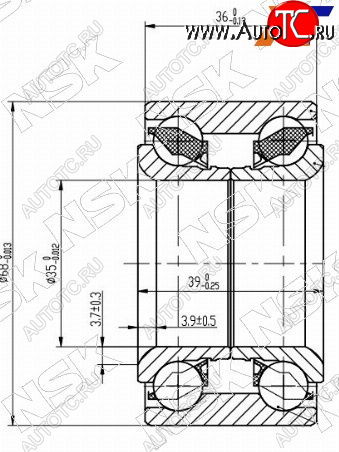 2 399 р. Подшипник передней ступицы NISSAN MARCHMICRACUBE 90-02 NSK 35BWD16JB5CA  с доставкой в г. Кемерово