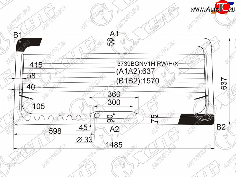 9 499 р. Стекло заднее (Цвет зеленый Обогрев) Ford Transit 00-14 XYG 3739BGNV1H RW/H/X  с доставкой в г. Кемерово