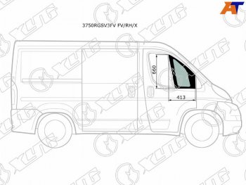 1 739 р. Стекло форточки (Спереди Справа Цвет зеленый) Peugeot Boxer 06-  Citroen Jumper 06-  Fiat Ducato XYG 3750RGSV3FV FV/RH/X  с доставкой в г. Кемерово. Увеличить фотографию 1