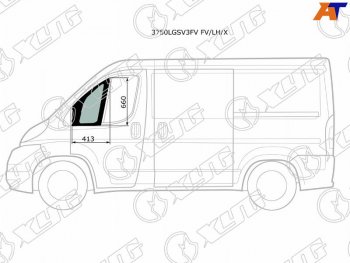 1 739 р. Стекло форточки (Спереди Слева Цвет зеленый) Peugeot Boxer 06-  Citroen Jumper 06-  Fiat Ducato XYG 3750LGSV3FV FV/LH/X  с доставкой в г. Кемерово. Увеличить фотографию 1
