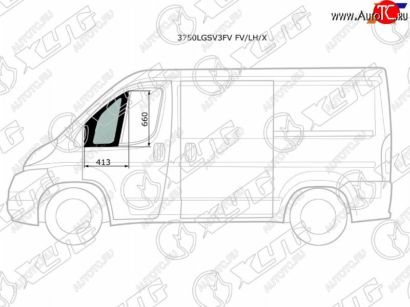 1 739 р. Стекло форточки (Спереди Слева Цвет зеленый) Peugeot Boxer 06-  Citroen Jumper 06-  Fiat Ducato XYG 3750LGSV3FV FV/LH/X  с доставкой в г. Кемерово