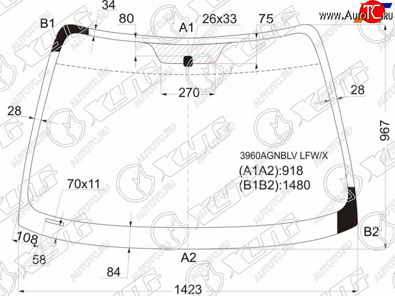 6 199 р. Стекло лобовое Honda Accord 97-03 XYG 3960AGNBLV LFW/X  с доставкой в г. Кемерово
