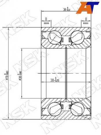 2 599 р. Подшипник передней ступицы наружний TOYOTA RUSHCAMITERIOSPYZAR (без ABS)                          NSK 38BWD21  с доставкой в г. Кемерово. Увеличить фотографию 1