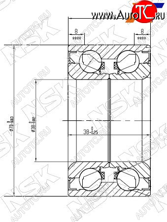 2 599 р. Подшипник передней ступицы наружний TOYOTA RUSHCAMITERIOSPYZAR (без ABS)                          NSK 38BWD21  с доставкой в г. Кемерово