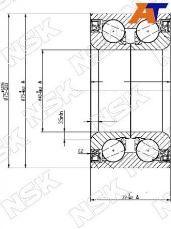 3 389 р. Подшипник передней ступицы TOYOTA VITZBELTARACTIS 05- (с ABS) NSK 40BWD17  с доставкой в г. Кемерово. Увеличить фотографию 1