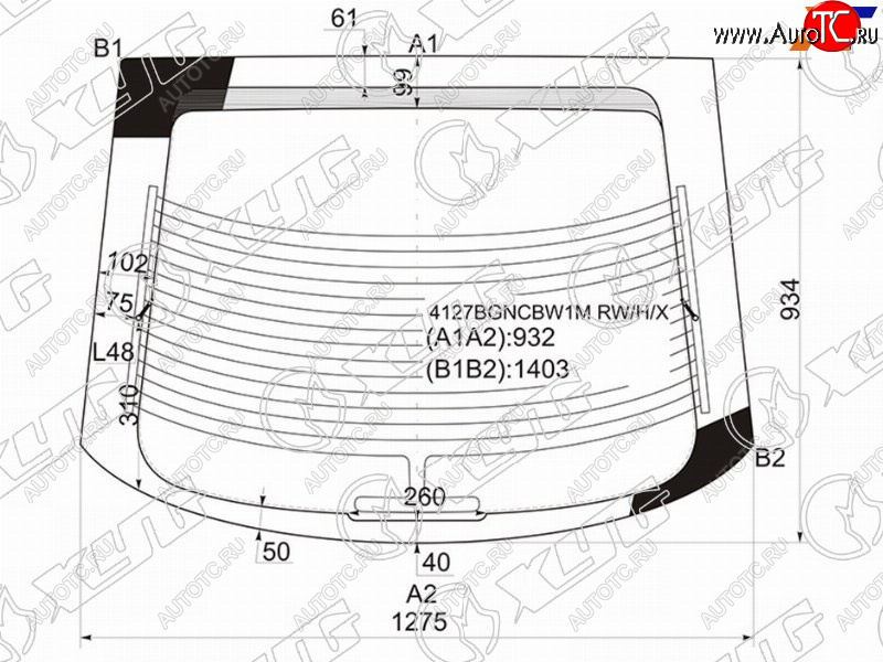 13 199 р. Стекло заднее с обогревом HYUNDAI COUPETIBURONTUSCANI 02-09                                        XYG 4127BGNCBW1M RW/H/X  с доставкой в г. Кемерово