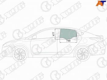 2 689 р. Стекло боковое опускное (Сзади Слева Цвет зеленый Крепления) Hyundai Solaris 17-20  Accent 17-22 XYG 4168LGNS4RD RD/LH  с доставкой в г. Кемерово. Увеличить фотографию 1