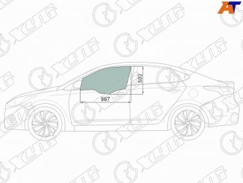 2 539 р. Стекло боковое опускное (Спереди Слева Цвет зеленый Крепления) Hyundai Solaris 17-20  Accent 17- XYG 4168LGNS4FD FD/LH  с доставкой в г. Кемерово. Увеличить фотографию 1