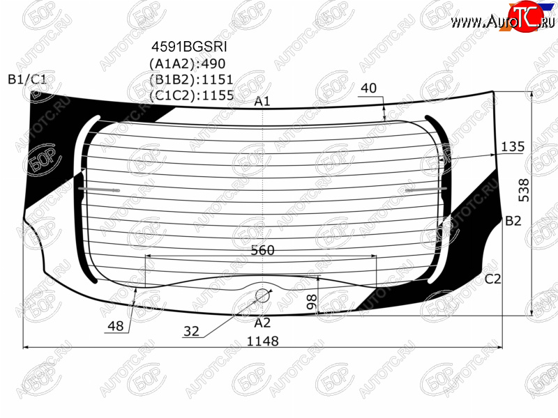 6 699 р. Стекло заднее (Затемненное Обогрев) LADA XRAY 15-  XRAY Cross 18- BOR 4591BGSRI  с доставкой в г. Кемерово