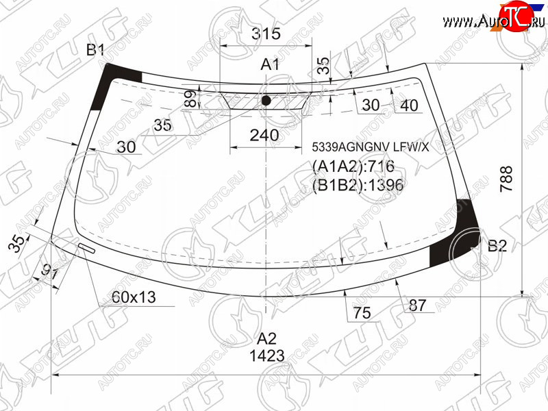 8 999 р. Стекло лобовое Mercedes-Benz SLK-Class 96-04 XYG 5339AGNGNV LFW/X  с доставкой в г. Кемерово