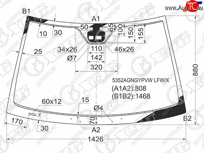 7 799 р. Стекло лобовое (Датчик дождя Раздельный датчик дождя 2D CPE) Mercedes-Benz C-Class 00-08 XYG 5352AGNGYPVW LFW/X  с доставкой в г. Кемерово