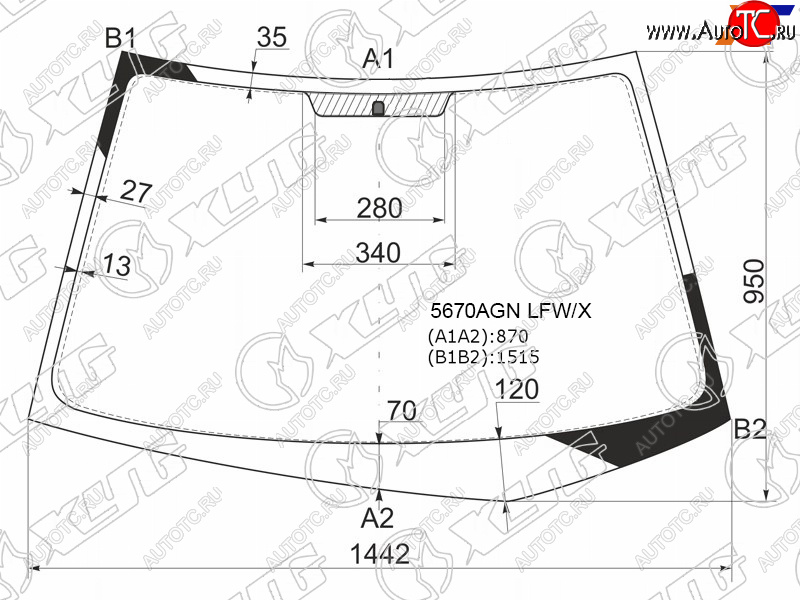 5 899 р. Стекло лобовое Mitsubishi Lancer 02-10  Lancer Evolution 01-08 XYG 5670AGN LFW/X  с доставкой в г. Кемерово