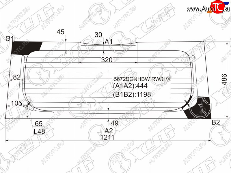 7 999 р. Стекло заднее (Цвет зеленый Обогрев) Mitsubishi Colt 02-12 XYG 5672BGNHBW RW/H/X  с доставкой в г. Кемерово