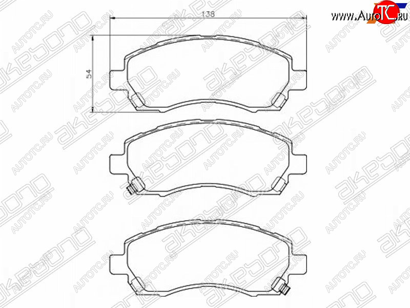 2 099 р. Колодки тормозные AKEBONO (передние)  Subaru Impreza  GF - Legacy ( BD/B11,  BH/BE12)  с доставкой в г. Кемерово